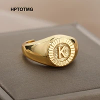 capital letter a z signet rings for women men teens metal punk couple rings 2022 trend stainless steel ring jewelry gifts
