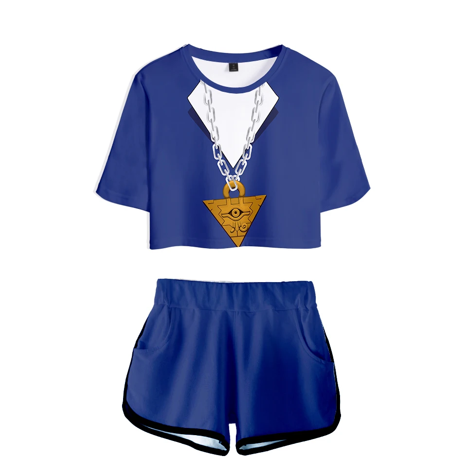 

2021 trendy new shorts + T-shirt two-piece clothing cartoon 3D Harajuku girl sexy cute street short-sleeved comfortable top