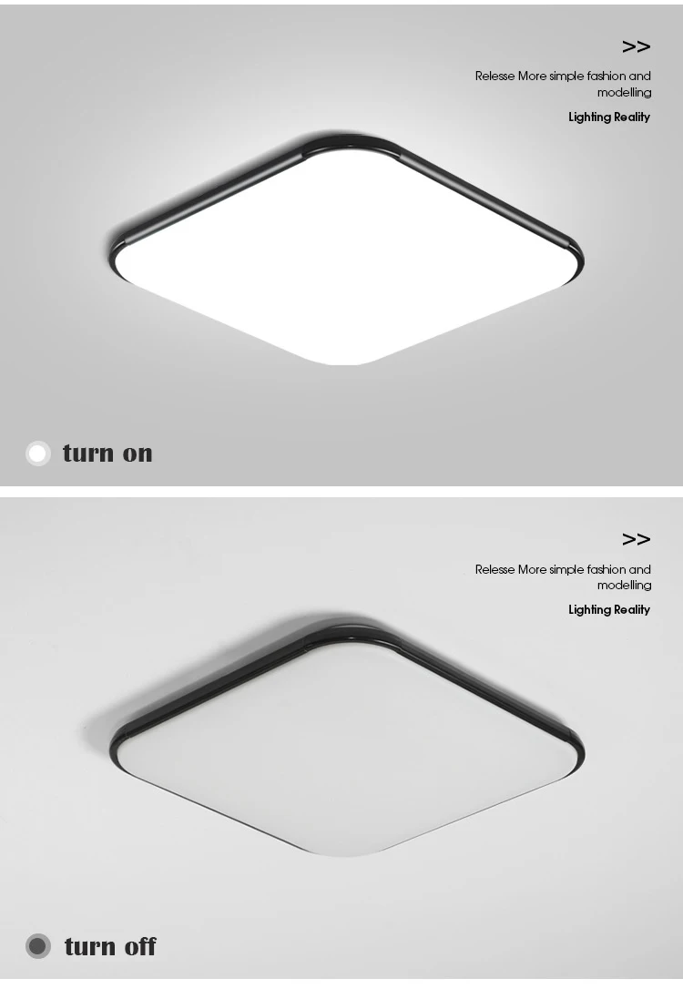 

15" Modern LED Ceiling Light 24W Luminaire For Living Room Ultra-Thin Square Led Fixtures for Bedroom White Light Surface Mount