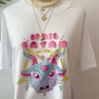 Футболка sunfiz HJN с надписью Hail Satan, Пастельная одежда Готическая футболка, Мягкий Топ в стиле гранж, футболка с рисунком козы, пентаграммы
