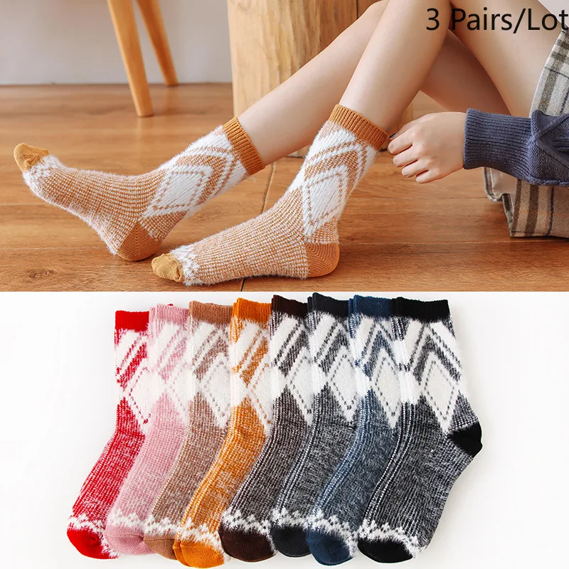 

Female's Winter Socks Girls' Thickened Cashmere Socks Super Warm Keeping Skin Friendly Fashion Design Good Quality Thick
