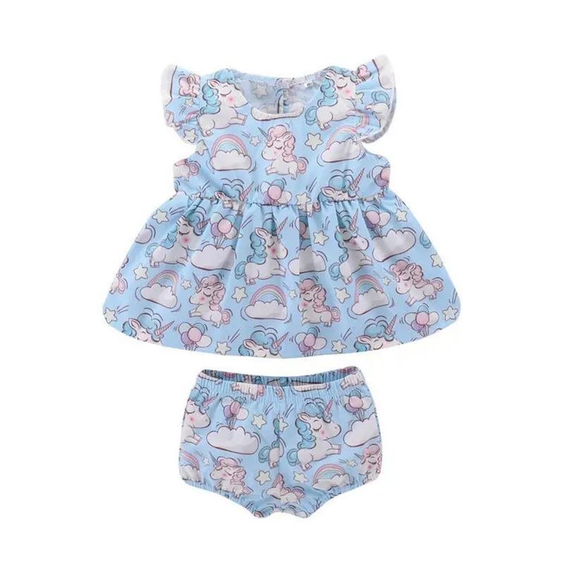 Детская одежда для малышки 2 предмета хлопковый топ + шорты милый рисунок