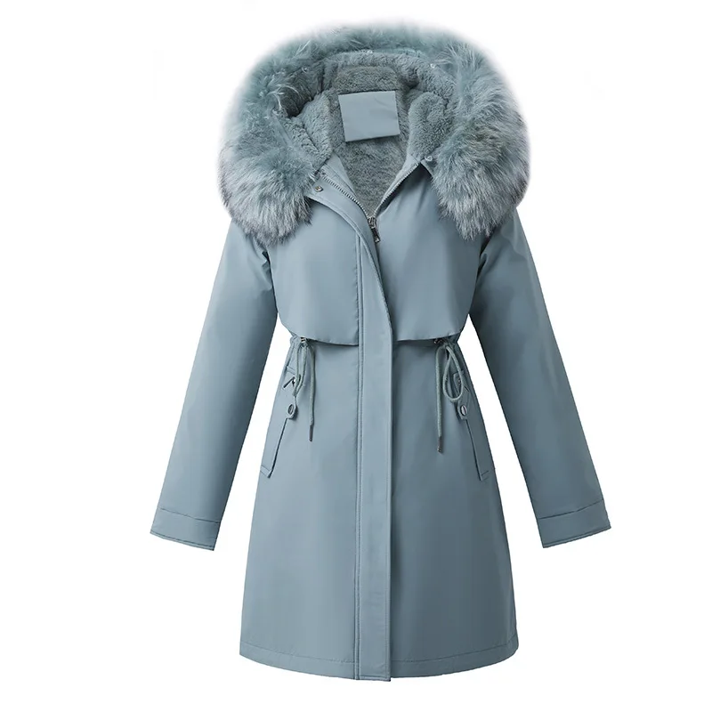 ZQLZ Winter Jacket Women Hooded Fur Collar Down Cotton Loose Long Parka Mujer Casual Warm Coat Female Oversized Overcoat Femme