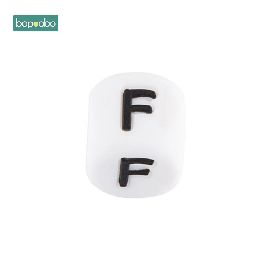 Letter F Bopobo 10 шт. силиконовые бусины с алфавитом, 12 мм, силиконовые бусины с буквами, Товары для детей, сделай сам, прорезывание зубов, Детские грызуны, подарок для новорожденного ребенка, Прорезыватель для зубов - Цвет: Letter F