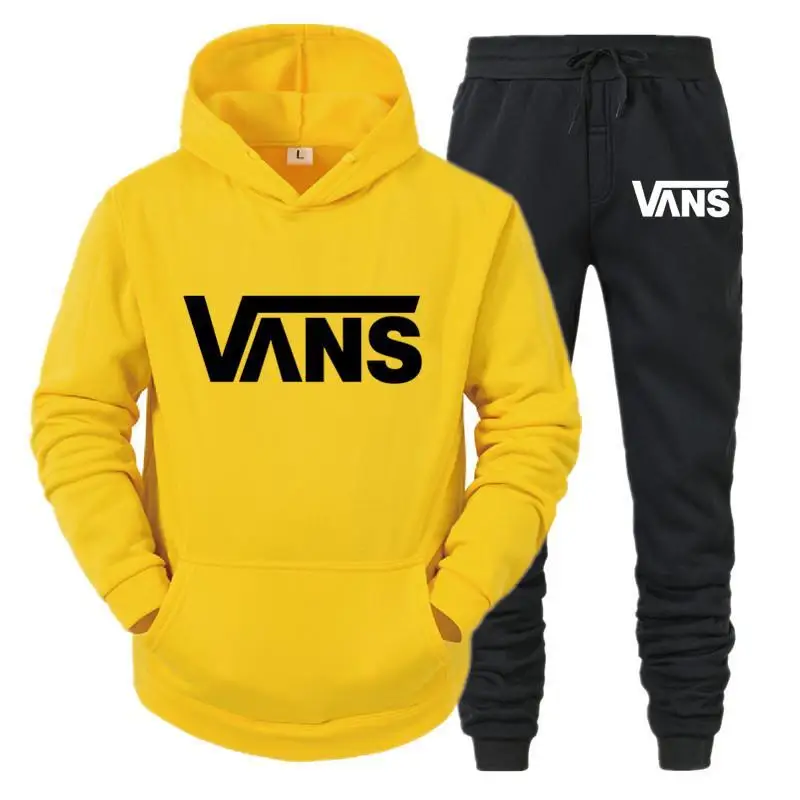 

2021 Casual Mannen Sets Kleding Vans Trainingspak Casual Sportsuit Hoodies Sportkleding Capuchon + Broek Trui Tweedelige Set