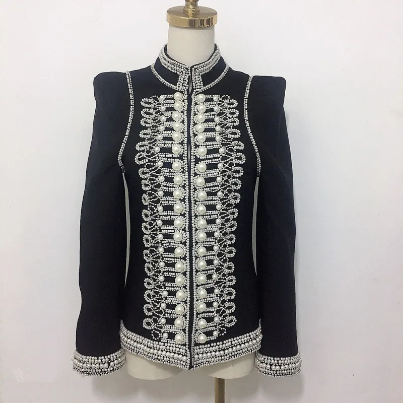 

Куртка женская демисезонная, с воротником-стойкой и жемчугом, B694, 2020