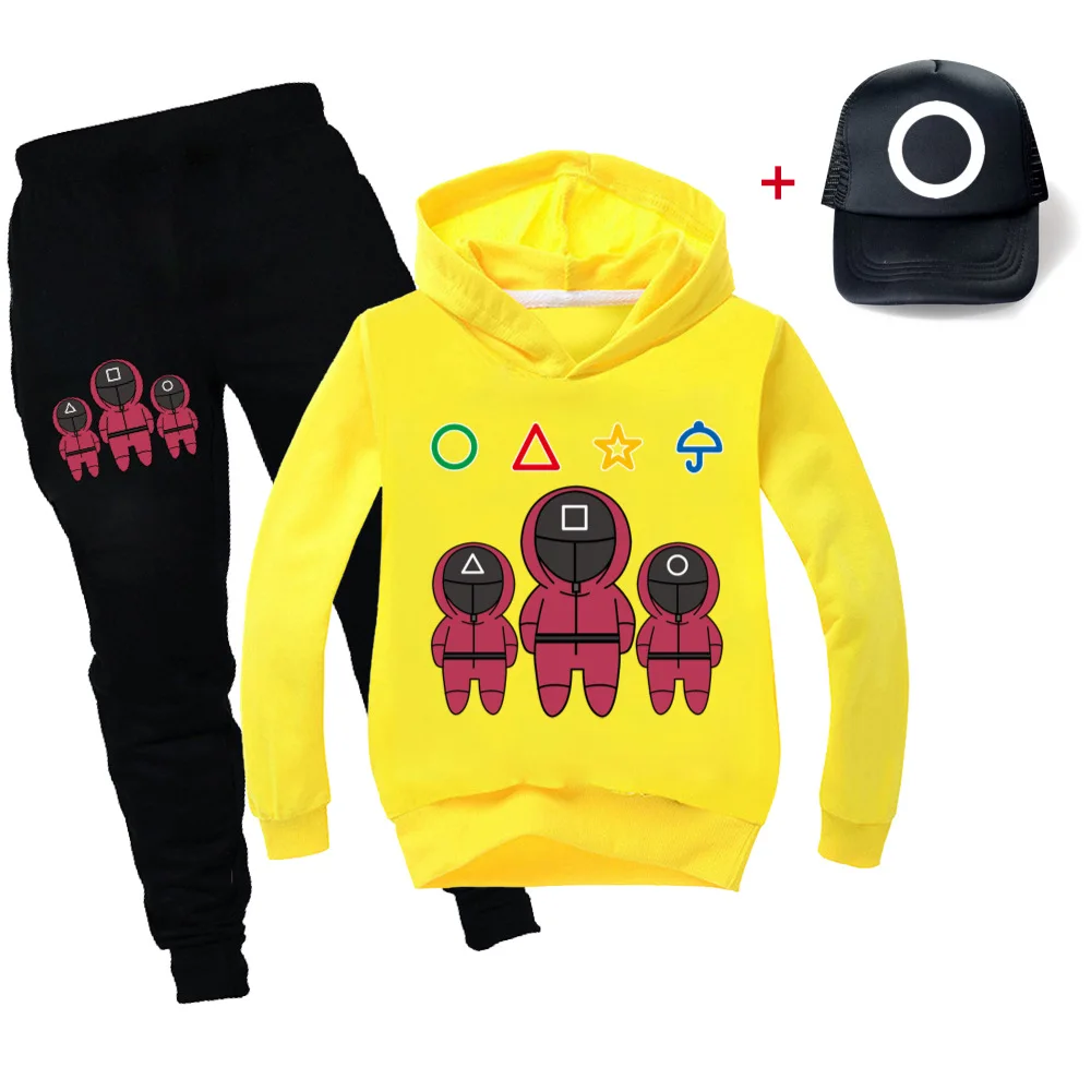 Детская толстовка с капюшоном и штаны из игры кальмар комплект осенней одежды