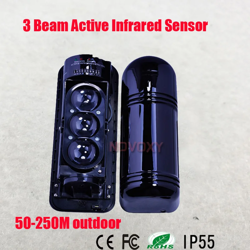 Free Shipping  Photoelectric 3 Beam Perimeter Fence Active Infrared IR Sensor Barrier Detector Window Outdoor Intrusion Alarm