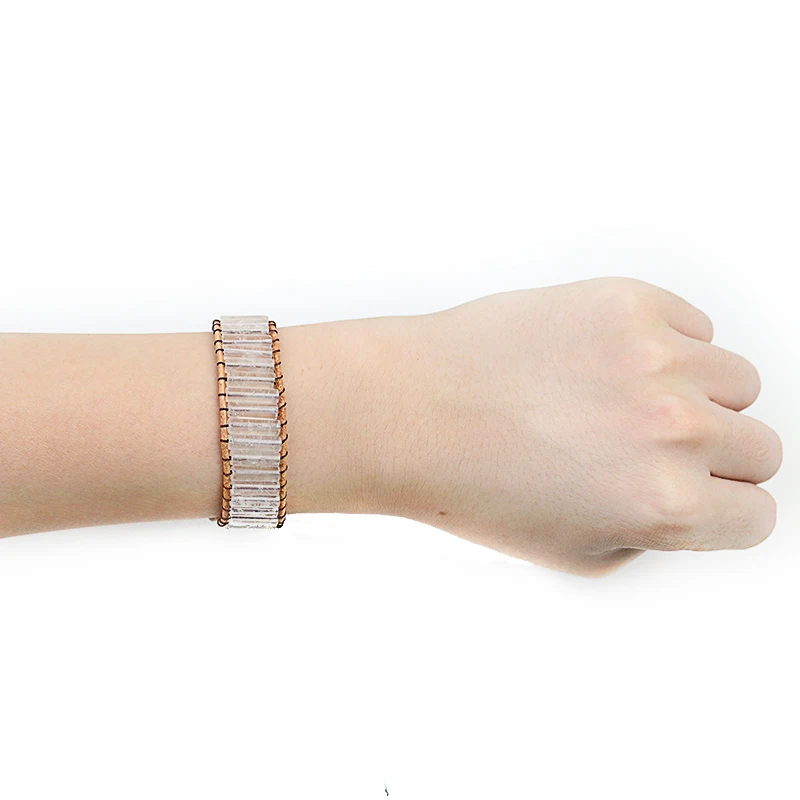 

Handmade White Silver Crystal Tube Bead Bracelet Jewelry Leather Wrap Bracelet Creative Couples Bracelets Wholesale Freeshipping
