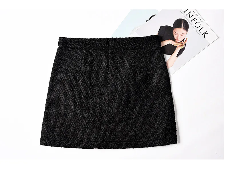 Skirt Осенне-зимние женские твидовые куртки с бантом, пальто для подиума, винтажные пуговицы с жемчугом, Женская куртка с длинным рукавом, пальто, одежда - Цвет: Skirt