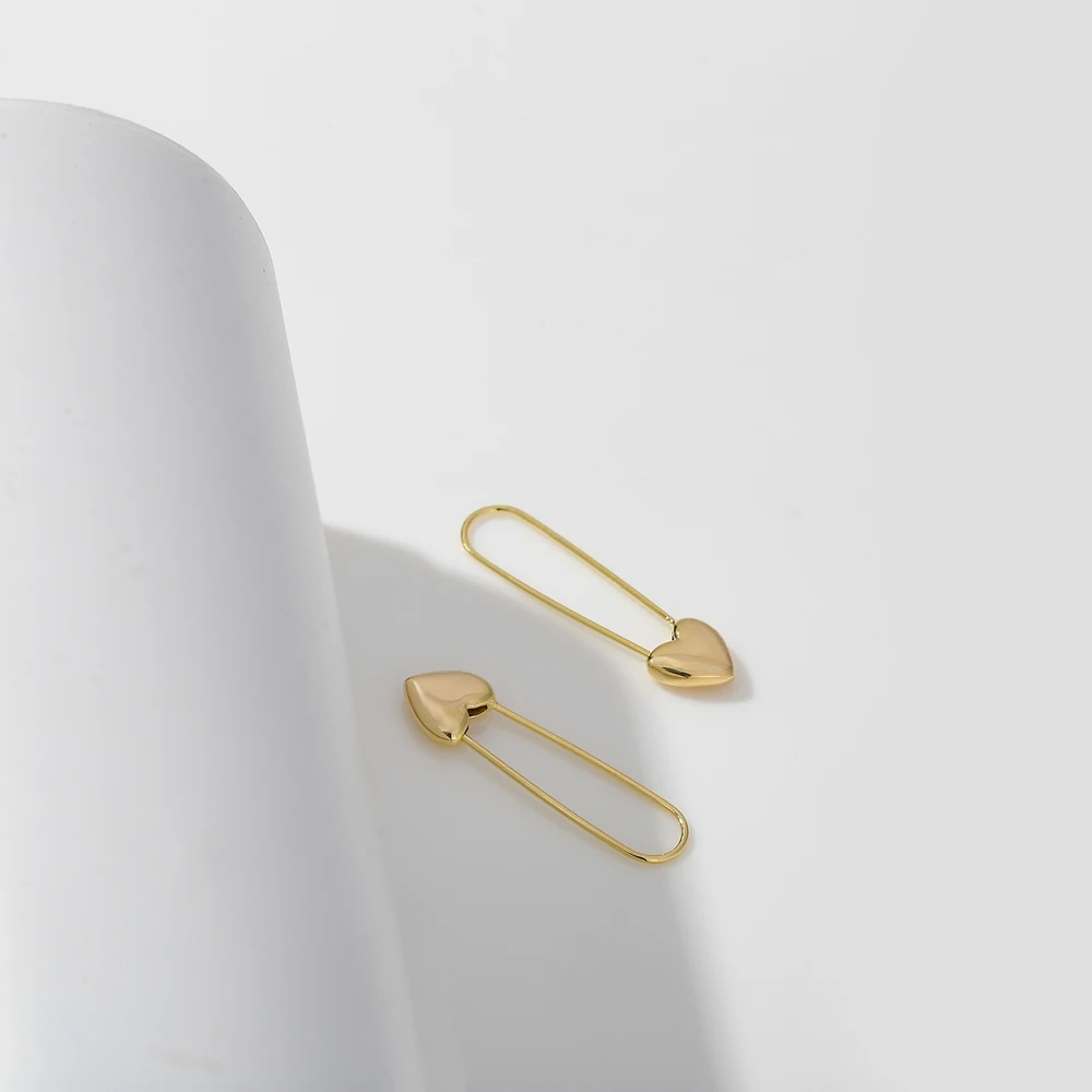 Серьги-кольца Yhpup с полыми сердечками женские милые романтические медные