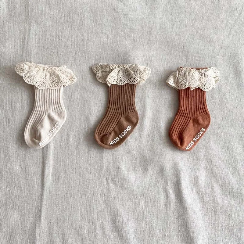 

Autumn New Baby Socks Kids Cute Lace Socks Newborn Baby Girl Socks Cotton Princess Girls Non-slip Socks