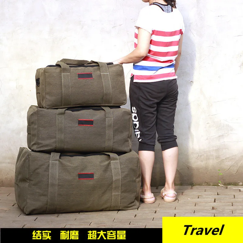 

Outdoor 120L High Capacity Wear Resistance Canvas Hand Luggage Bag Men Women Self-Driving Trekking Camping Moving Travel Package