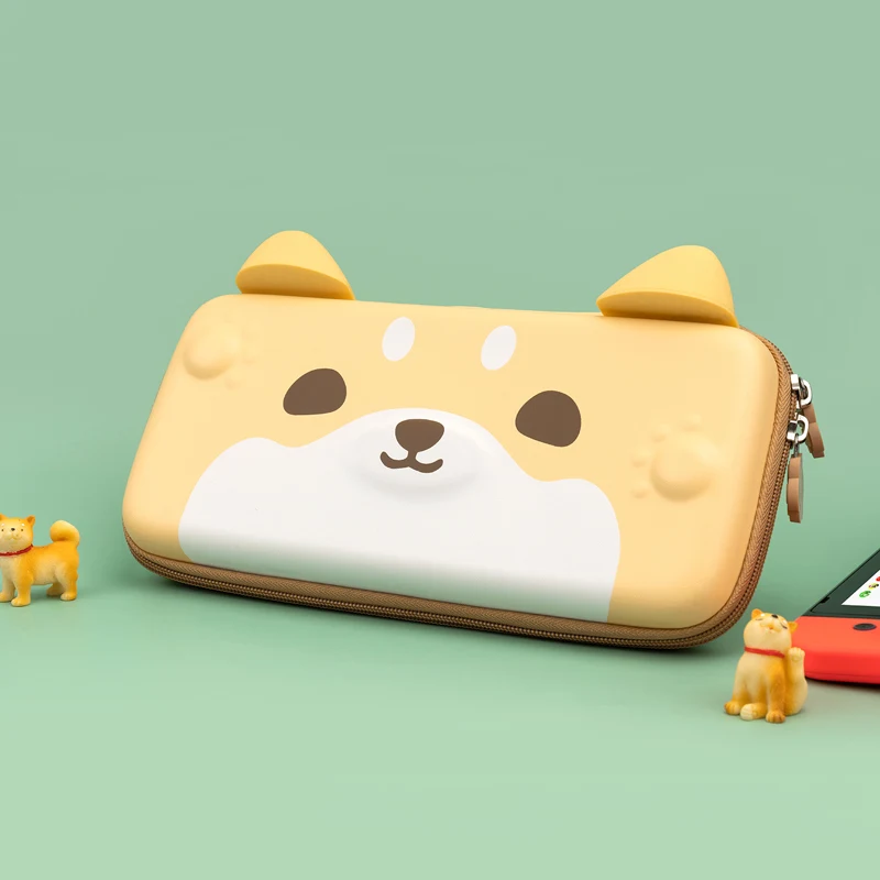 

Shiba Inu Switch Storage Bag Silicone Ear Waterproof PU Hard Cover Shell NS Carrying Case Box For Nintendo Switch Accessories