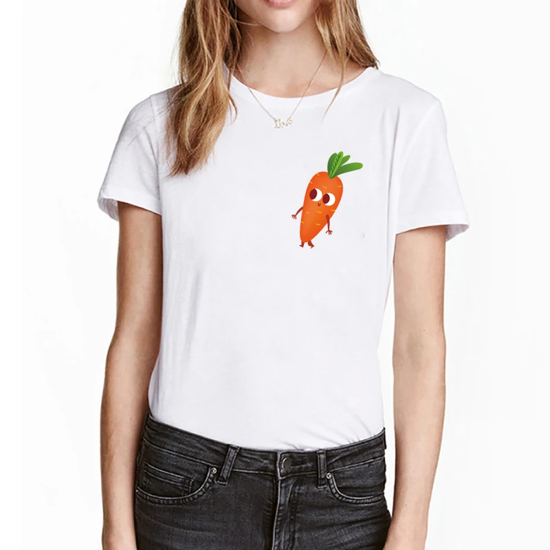 

Dugujunyi 2019Fruit Printed T Shirt Women Man Summer White Funny Tshirt Short Sleeve Couple Tees Tops Fashion Streetwear Female