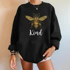 Пуловеры с принтом в виде пчелы, осенне-зимние милые свитеры с вырезом на плечах, повседневные топы, одежда, Moletom