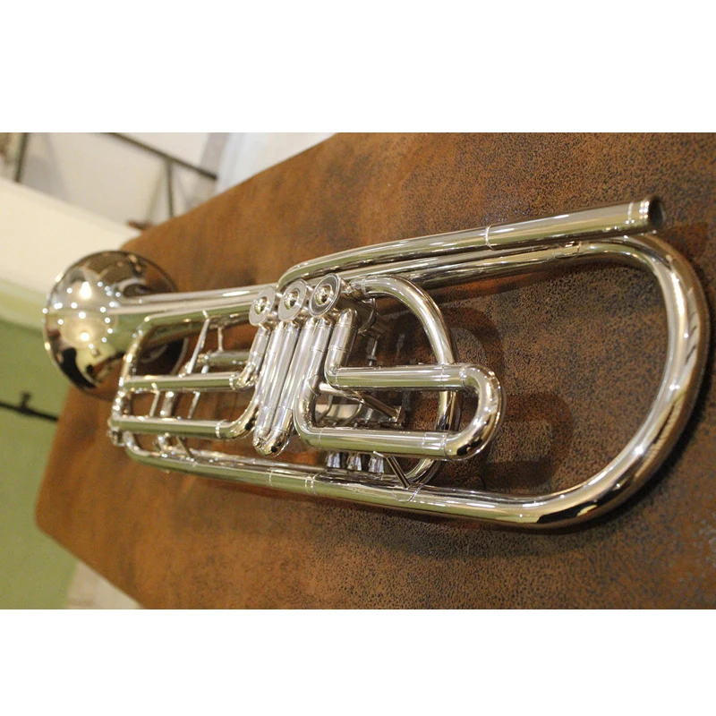 Bb бас труба B плоская с мундштуком и чехлом лакированные никелированные трубы