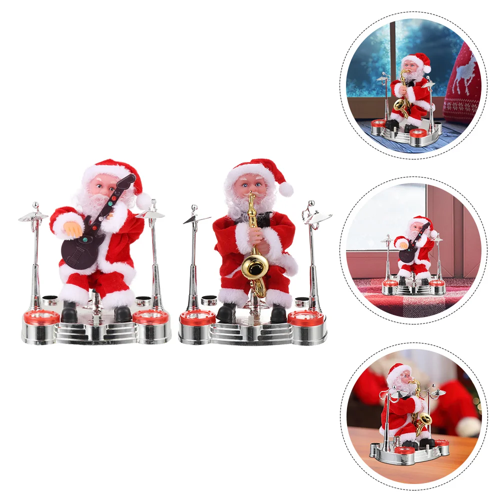 

2 шт. электрическая Музыкальная кукла Санта Клаус украшение для детской вечеринки Рождественская кукла украшение