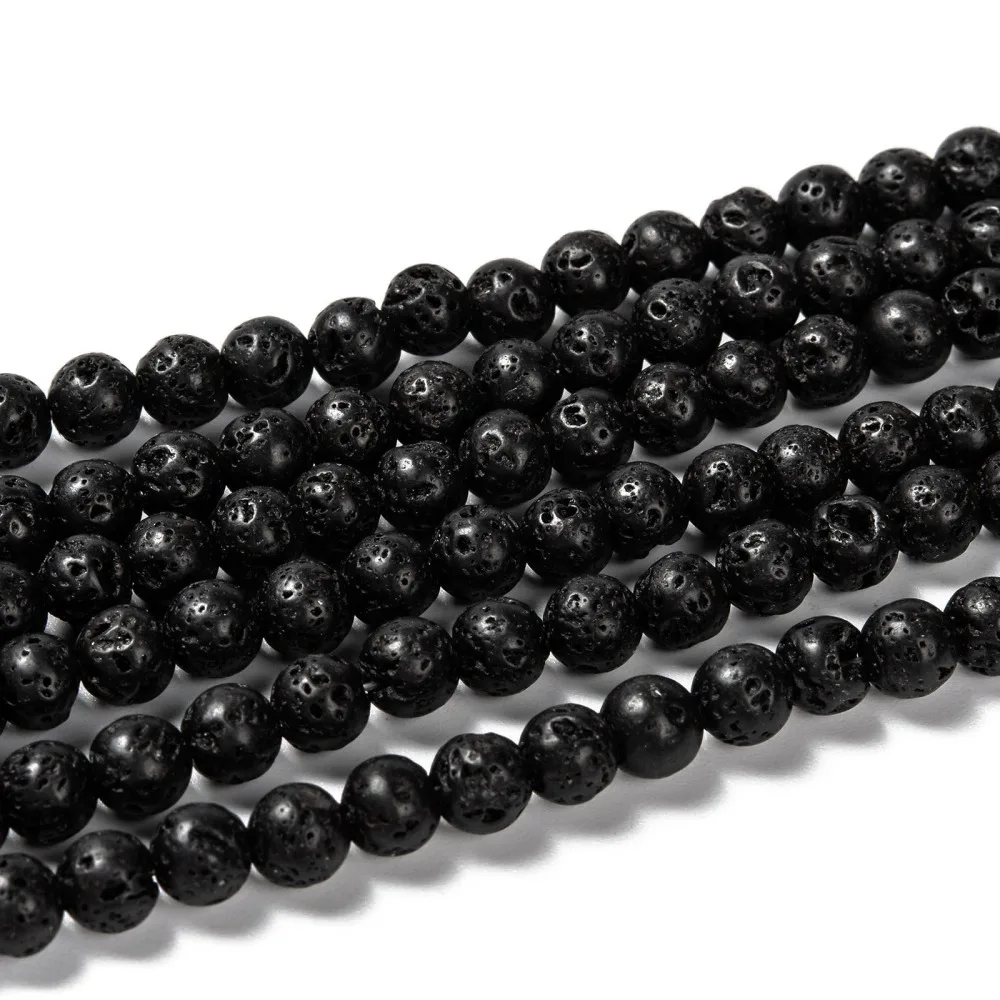 

66 PCS /strand Natural Lava Rock Round Bead Strands Lava Rock 6mm Hole: 1mm about 66pcs/strand 15.7 inch