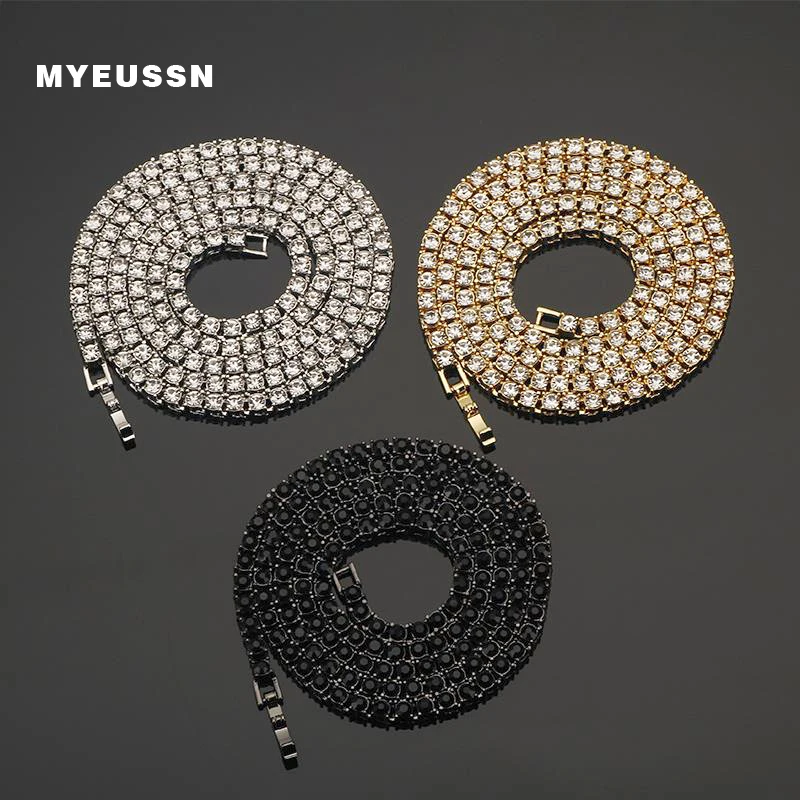 

Bling Single Row Tennis Chain Necklace Men Iced Out Choker Men 4Mm/5Mm/6Mm Width Hip Hop Jewelry