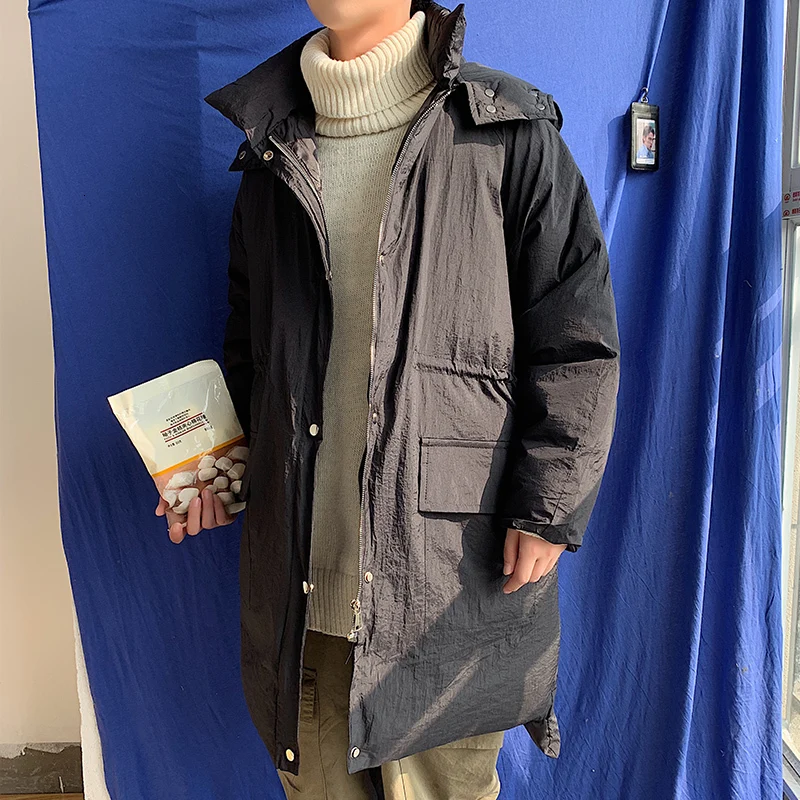 Зимнее пальто Мужская теплая Толстая Модная парка однотонная Повседневная