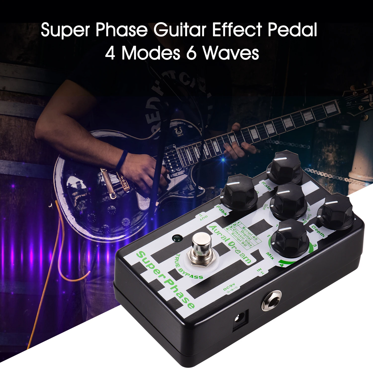 Слуховой мечта супер фазы PhaserDigital Задержка гитары педаль эффектов 4 режима