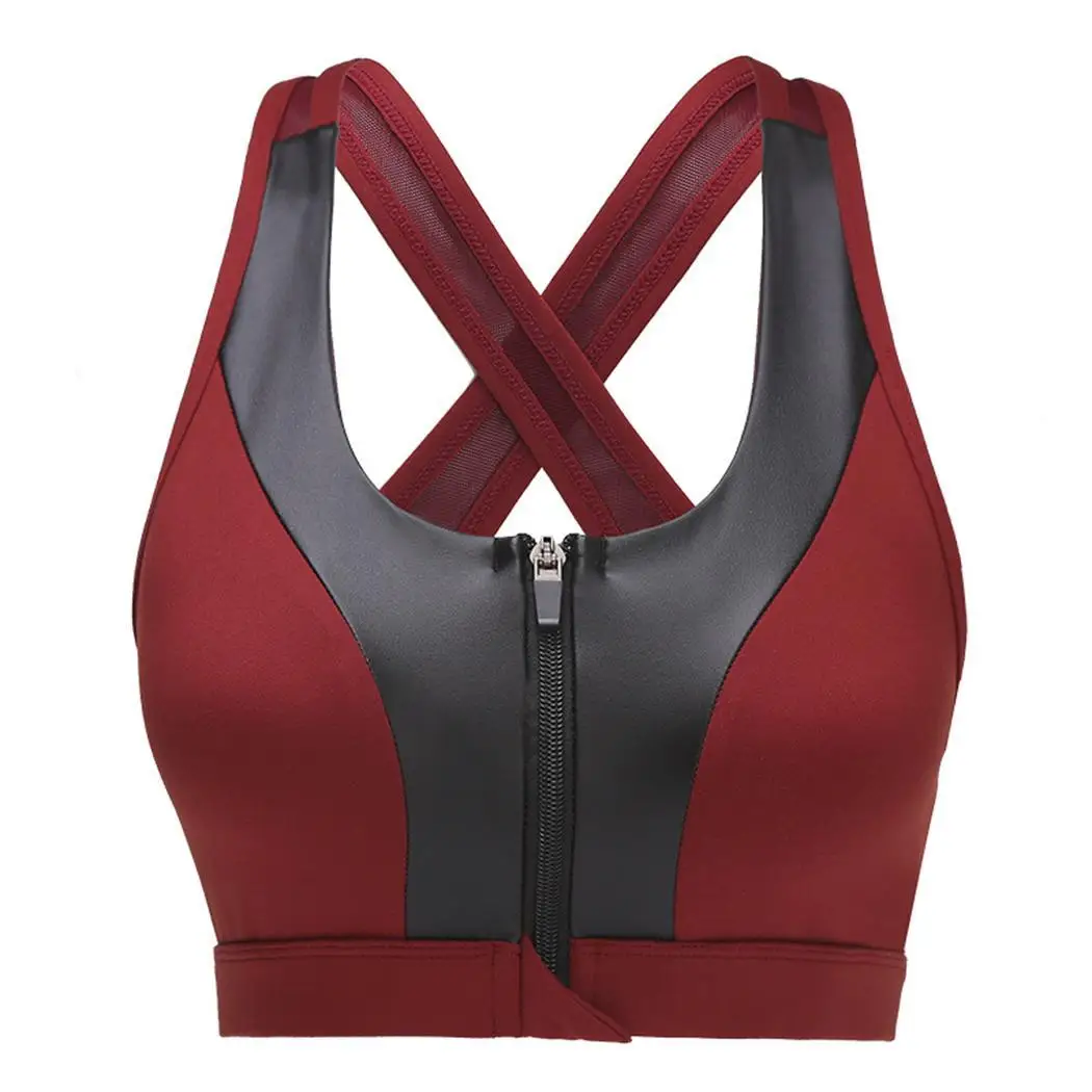 Женский ударопрочный спортивный Спортивный бюстгальтер без рукавов с круглым