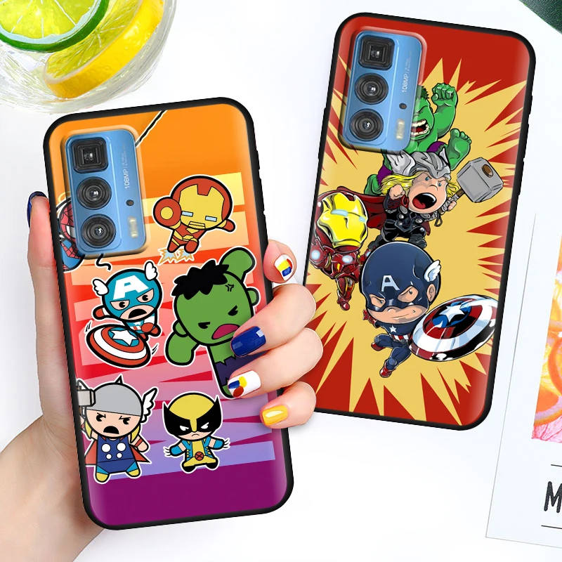 marvel hero cartoon cute for motorola moto g60 50 40 x3 e6i e7i power edge 20 pro lite fusion 5g 2021 soft black phone case free global shipping