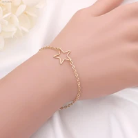 fashion trend hollow star bracelet gold silver simple sweet cute five pointed star metal chain ladies accessories couple gifts