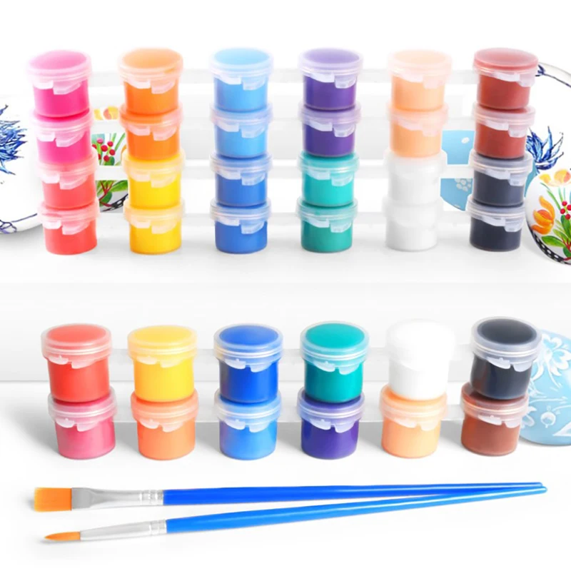 

12 Colors Acrylic Paints with 2 Brushs DIY Graffiti Pigment Set for Oil Painting Paint Set