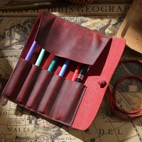 100 genuine leather rollup pencil bag pen large storage pouch organizer case school pencil roll office vintage retro stationery