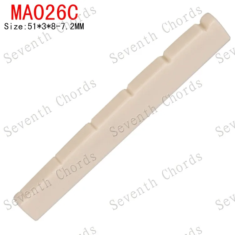 

2 Pcs Length 51MM Lvory-White 6 String Slotted Nuts For Acoustic Guitar - Size 51*3*8-7.2MM Made of Plastic