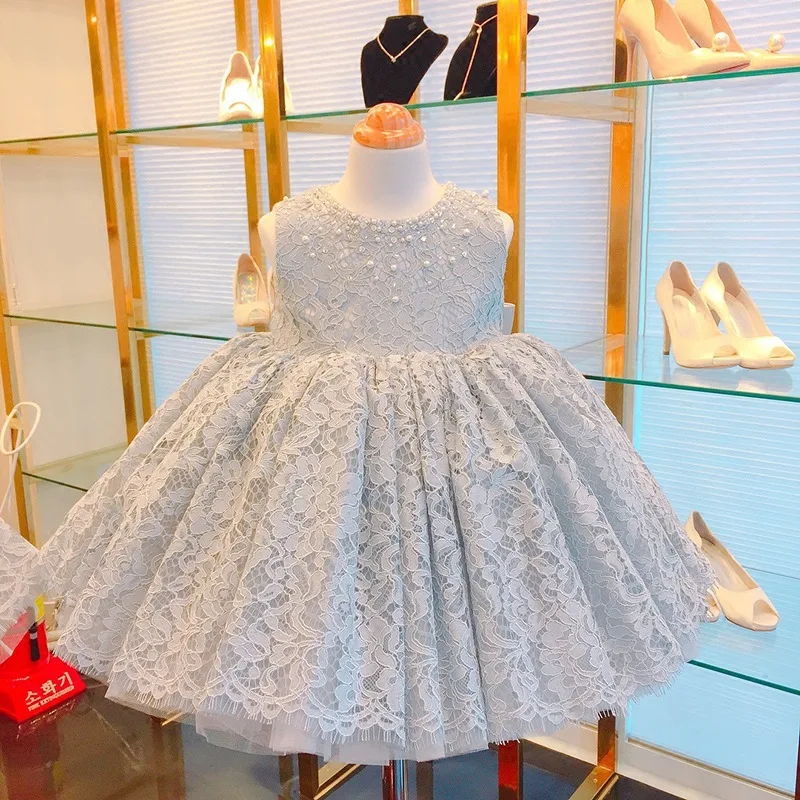 Одежда для маленьких девочек с бантом кружевное платье новорожденных крещения