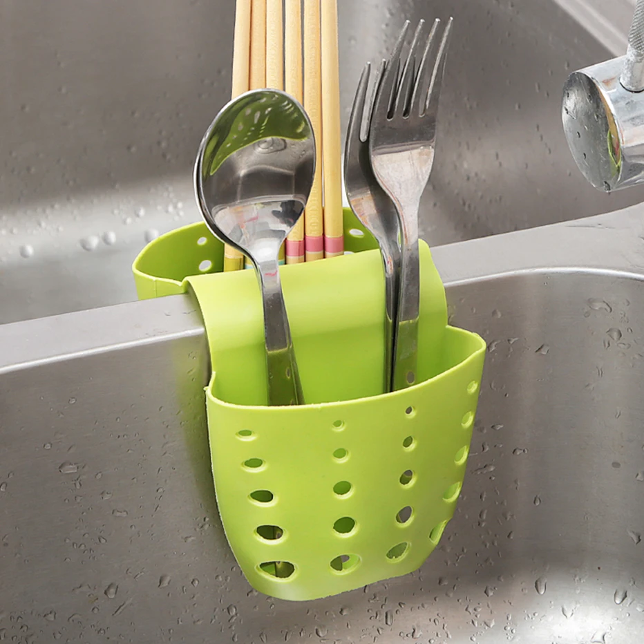 Basedidea Adjustable Sink Draining Basket Double Pockets Saddle Shape Sponge Soap Storage Kitchen Drainer Shelf | Дом и сад