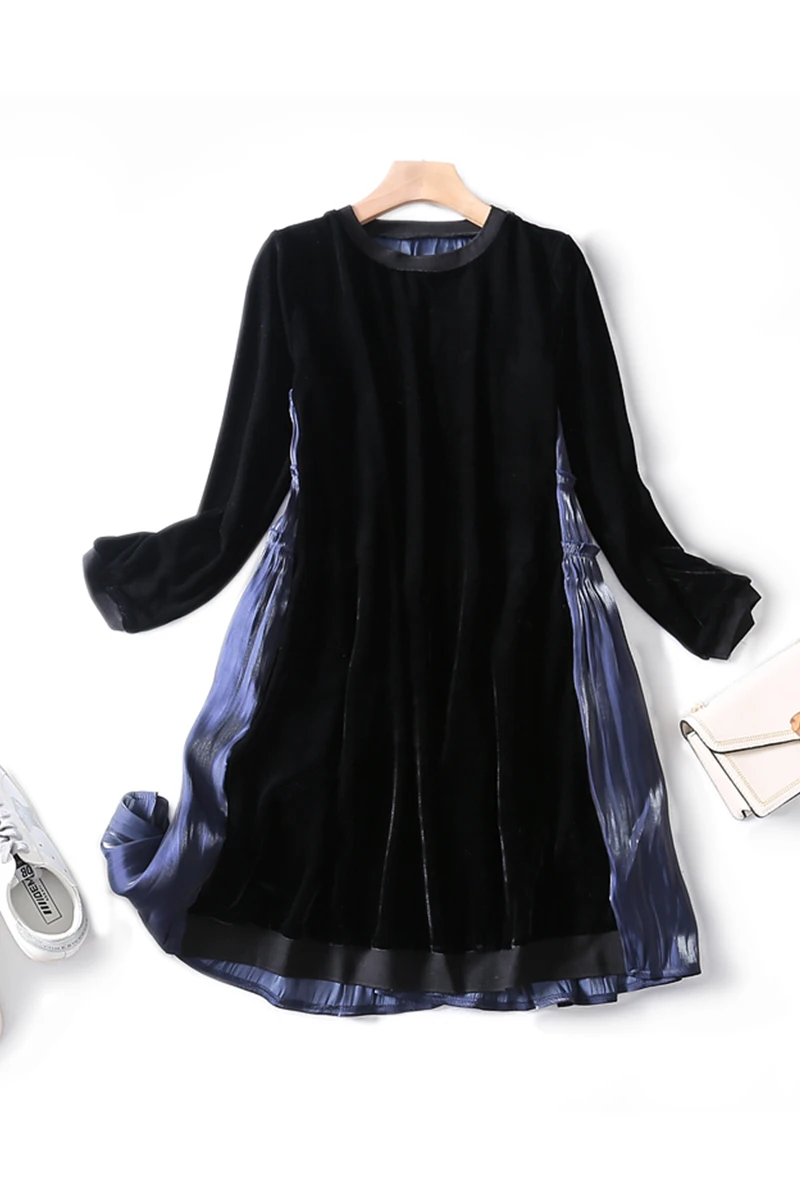 2019 осенне зимнее винтажное Золотое бархатное красивое шифоновое платье