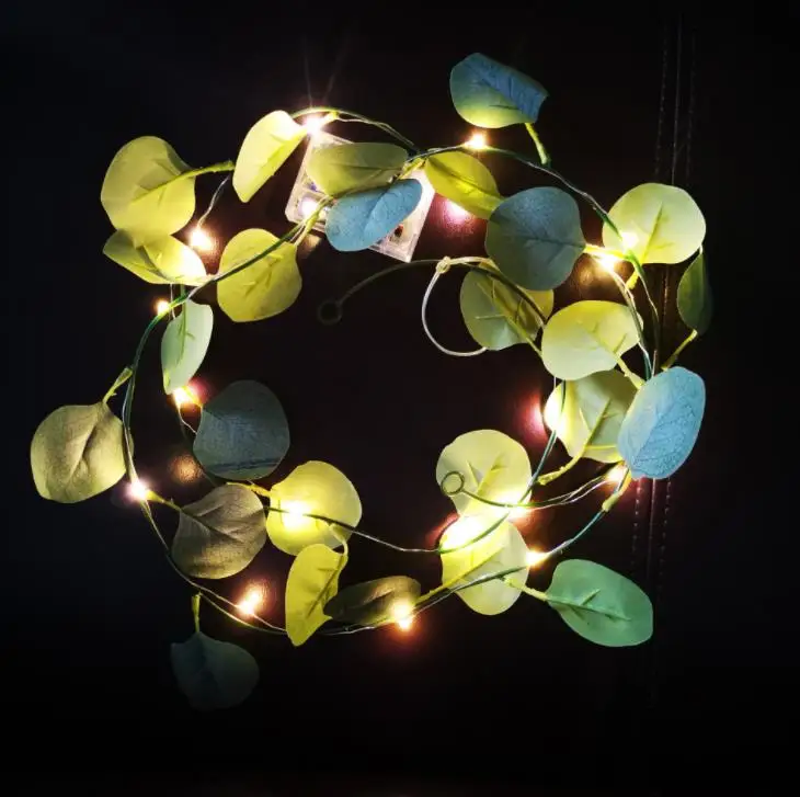 

LED simulation leaf lamp string ins interior decoration lamp 3AA battery box lamp string