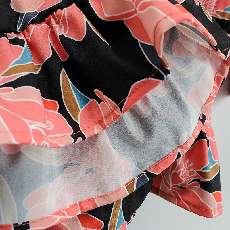 

Za Women Dress Floral Print Vintage Loose Mini Dress Fashion 2021 Ruffles O Neck Short Sleeve Girl's Dress Elegant Vestidos