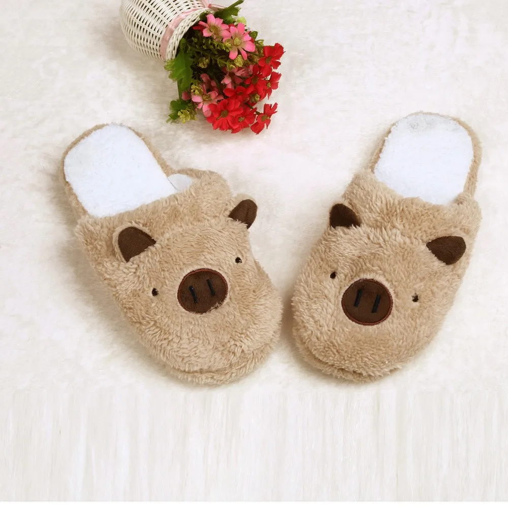 Coffee Новые зимние женские тапочки; домашняя обувь для женщин; Chinelos Pantufas Adulto; модные домашние меховые тапочки с милым медведем и Свинкой - Цвет: Coffee