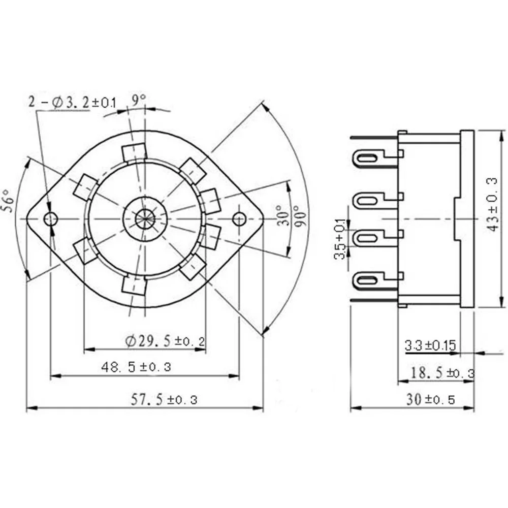 PAPRI 10 шт. Bakelite P8A Оловянное и позолоченное 8-контактное трубчатое Гнездо аудио DIY