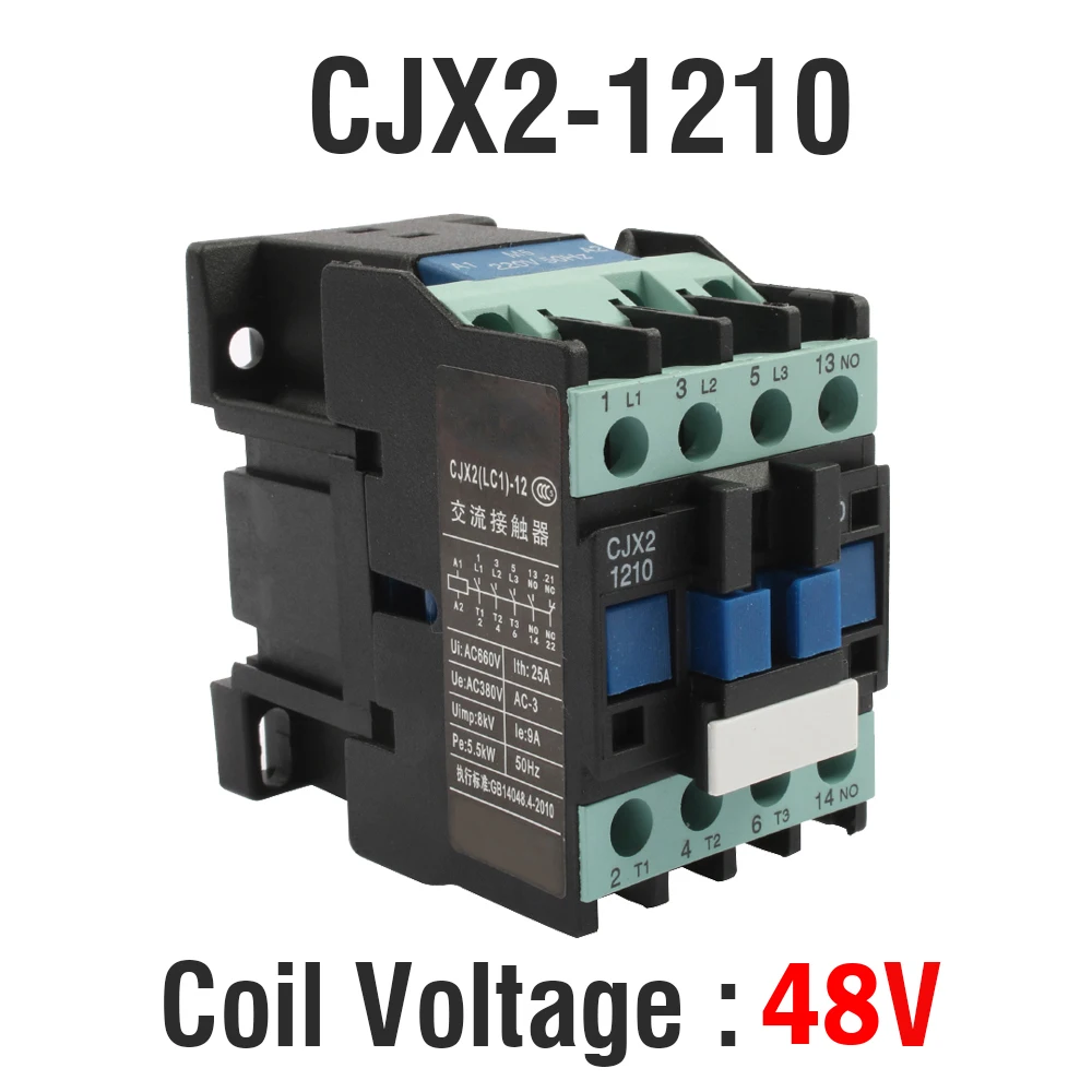 48V Вспомогательное оборудование KOHTAKTOP CJX2 1210 LC1 контактор переменного тока 220 В переменного тока 12A 50 Гц/60 Гц lc1 1210 220 В без использования с Поплавковым выключателем - Цвет: 48V