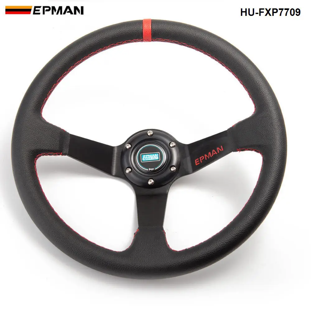 Универсальные 350 мм черные ПВХ кожаные желтые глубокие рулевые колеса с