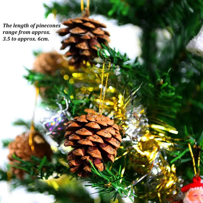 24 шт. сосновые шишки орнамент натуральные PineCones с веревочной подвеской ремесла
