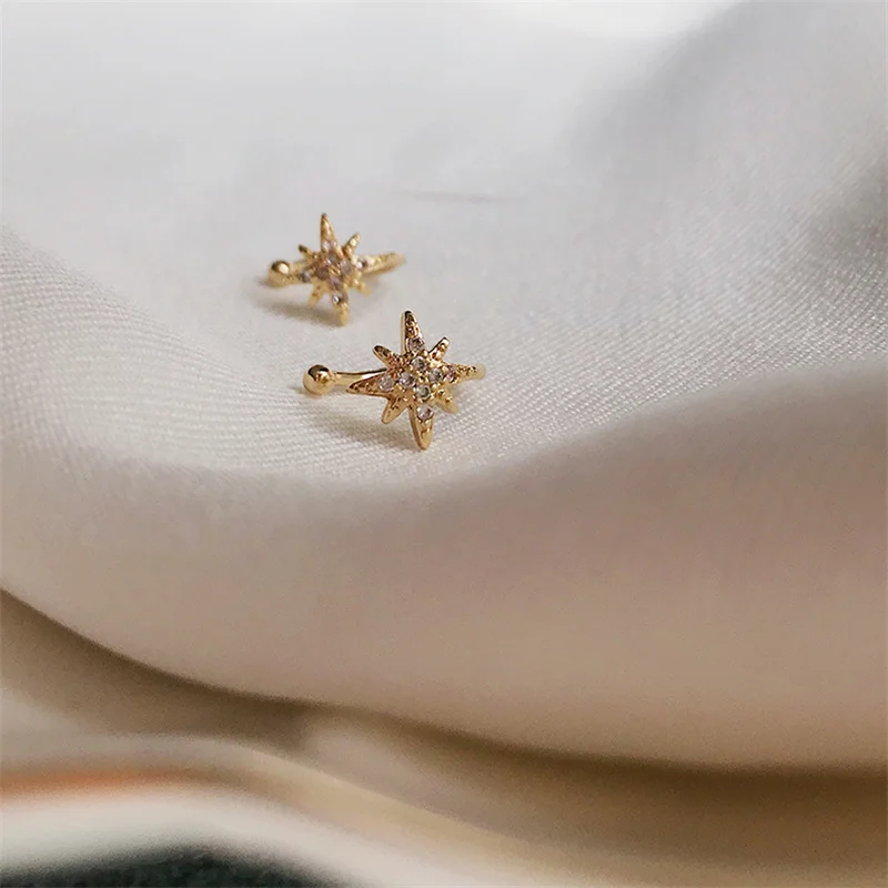 

Mode Bladgoud Clip Earring Voor Vrouwen Zonder Piercing Puck Rock Vintage Crystal Star Oor Manchet Meisjes Sieraden Geschenke