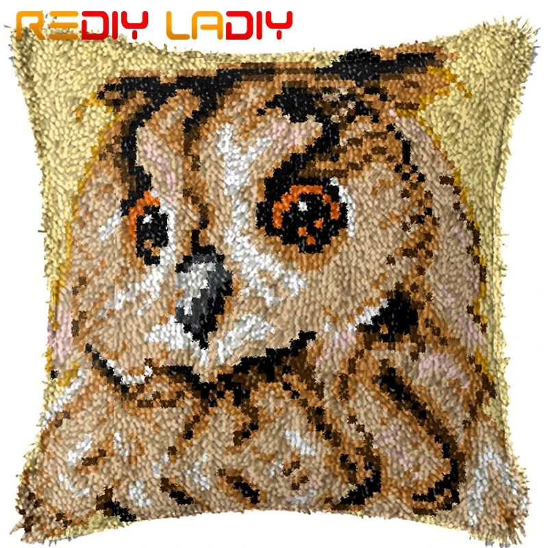 Крюк с защелкой подушки Животные Сова предварительно холщовые распечатанные на