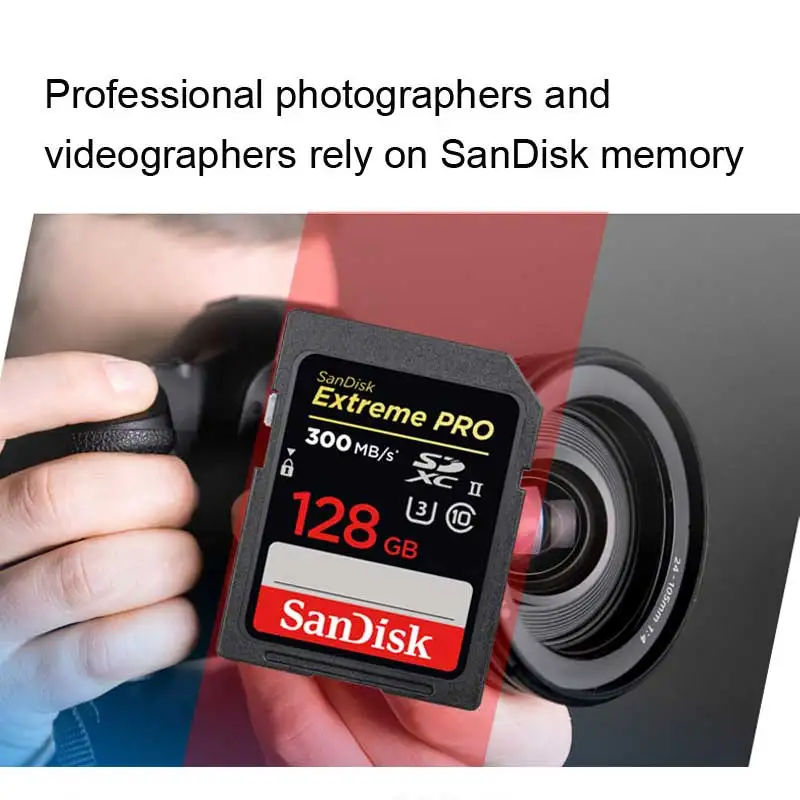 Двойной Флеш-накопитель SanDisk Extreme PRO SD UHS-II карта 32 Гб SDHC 64 Гб 128 ГБ SDXC до 300 МБ/с. U3 4K Ultra High Скорость слот для карт памяти для Камера