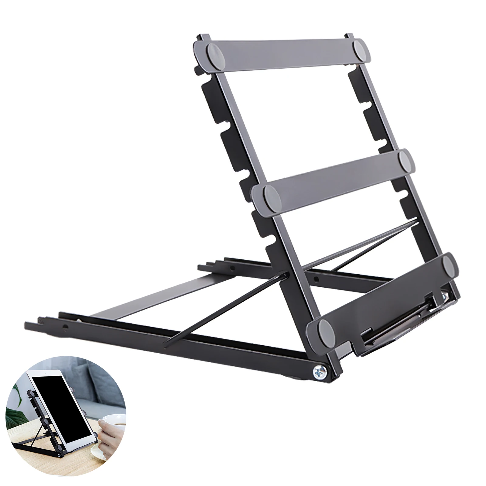 

Laptop Stand Folding Tablet Floor Stand Stable Tablet Copy Table Support with 6-speed Anti-slip Hollow Design for Office Studio