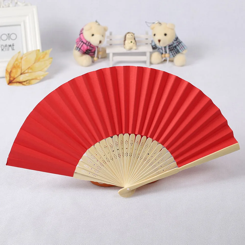 

Dekoration Portable Party Hand Dancing Fan Chinese Decor Japanese Wedding Folding Low Key Gift Simple Solid Colorful Fans 1 Pcs