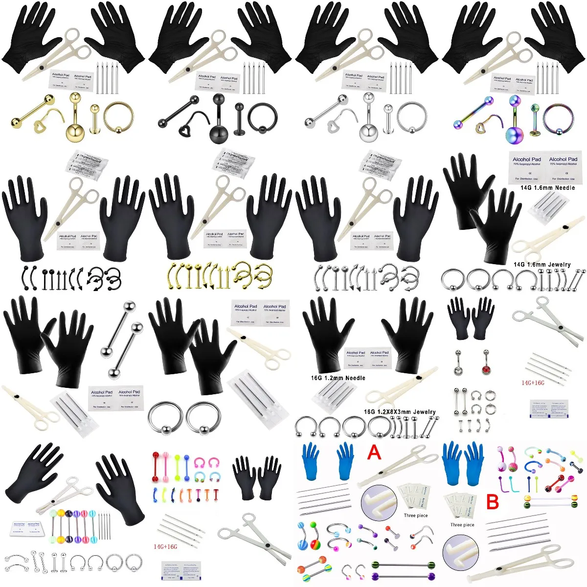 

Аксессуары для пирсинга, кольца и перчатки для пирсинга, 1 комплект