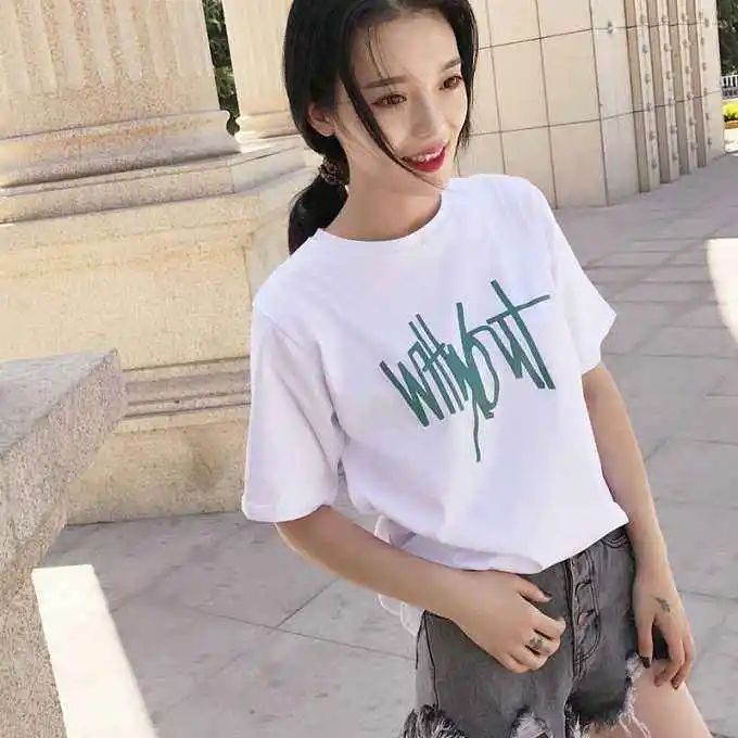 

Women Cotton Fashion black Cotton Ladies Tee Shirt Short Sleeve Tops Tee Shirt