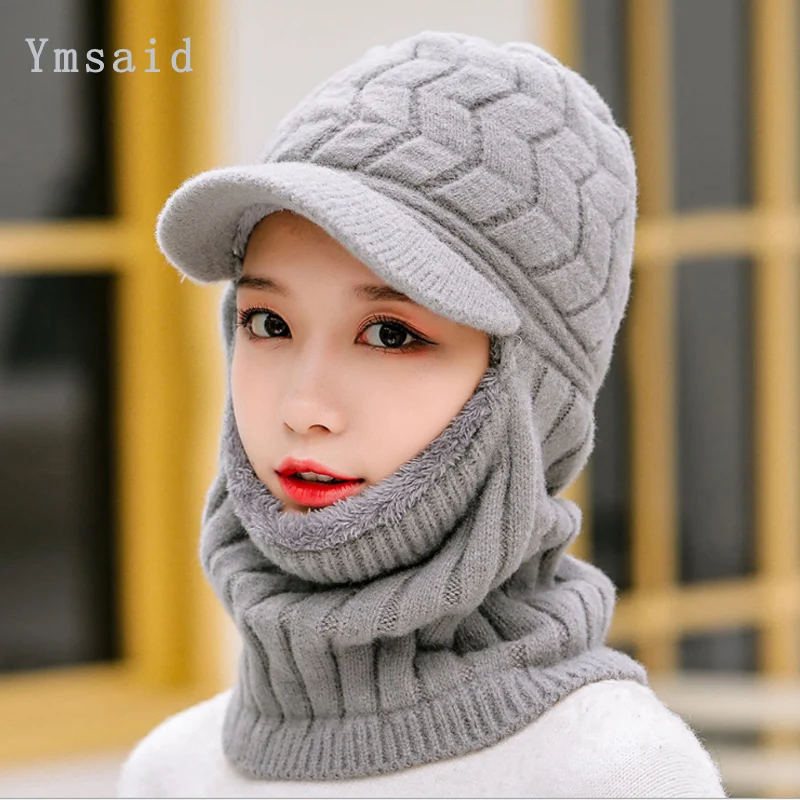 Новинка женская зимняя шапка вязаная норка и шарф комплект одежды для маленькой